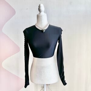 iHeartRaves Black Cutout Top‎ Club Rave Festival Gothic Edgy Crop Top Small